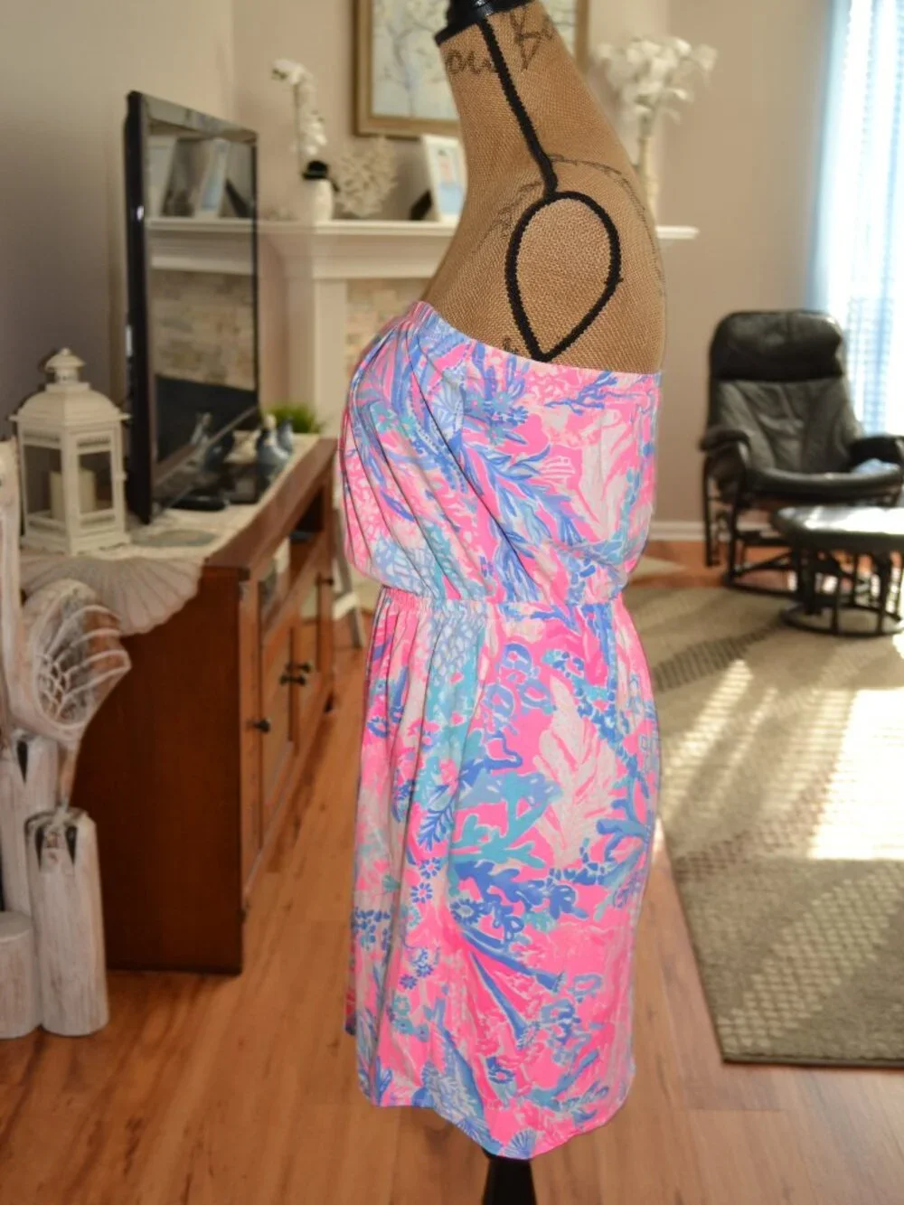 Lilly Pulitzer Windsor Tropical Strapless Pascha Aquadesiac Vibrant Club Dress S - Picture 3 of 8